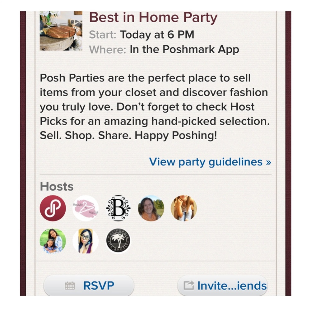“BEST IN HOME” party today 6-8
